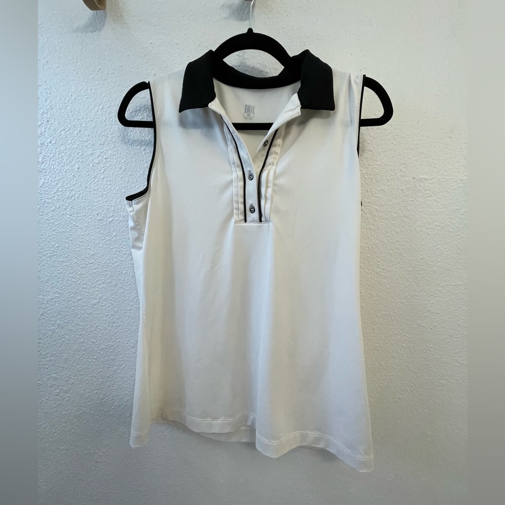 Tail Black and White Sleeveless Polo Tank